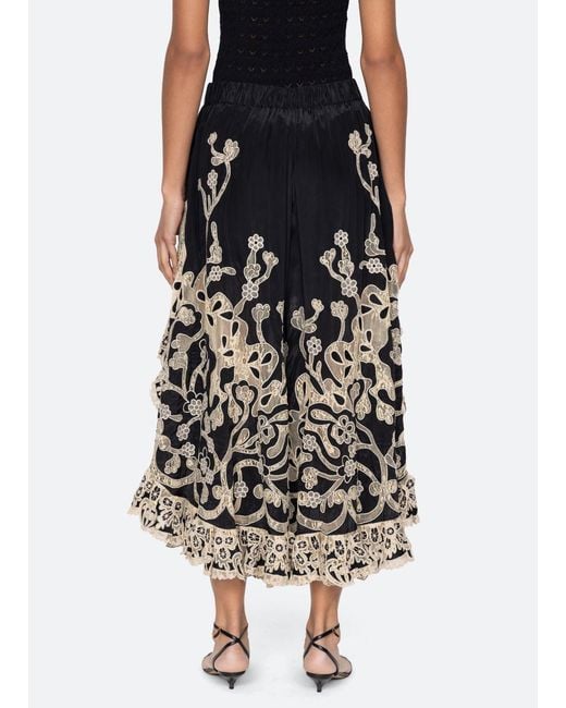 Sea Black Gracelyn Lace-Trimmed Trousers