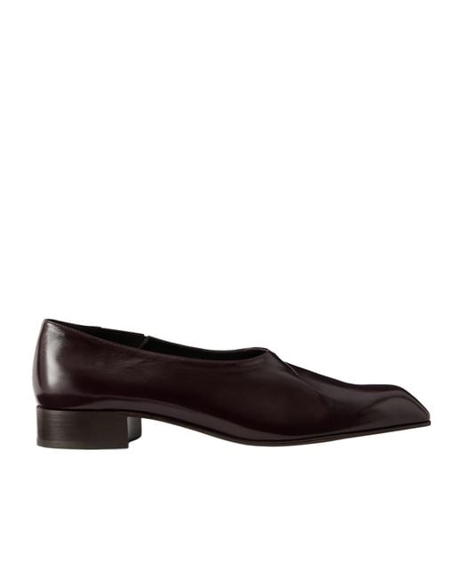 Khaite Brown Solid Leather Slip-On Loafers
