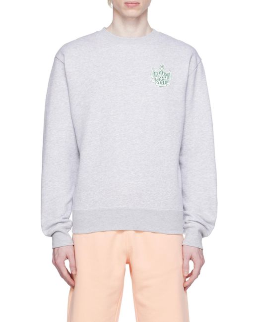 Maison Kitsuné Blue Logo-Print Long-Sleeved Cotton Sweatshirt for men