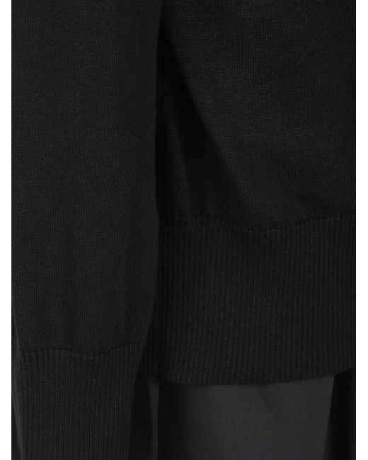 Sacai Black Long-Sleeved Patchwork Dress