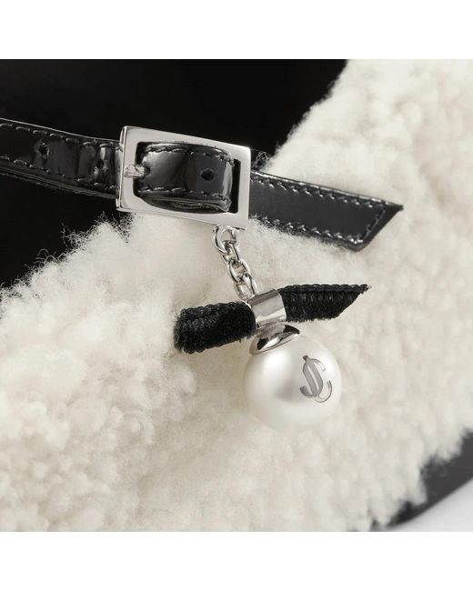 Jimmy Choo White Eleri Shearling Ballerina Flats