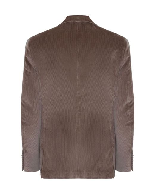 Lardini Brown Corduroy Single-Breasted Blazer for men