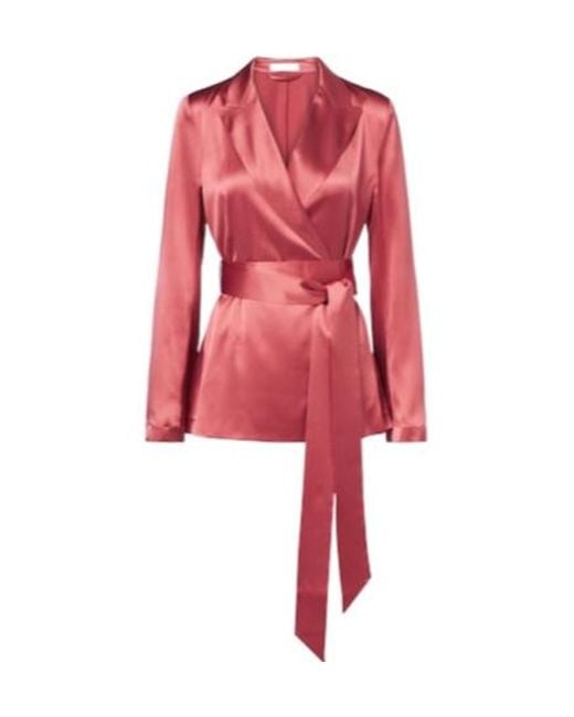 Joseph Red Archer Belted Silk Satin Jacket