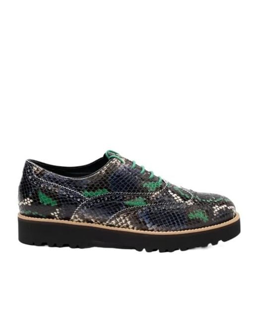 Hogan Black Snakeskin Platform Brogue Boots