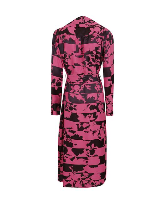 Dries Van Noten Red Floral Motif Trench Coat Waist Belt