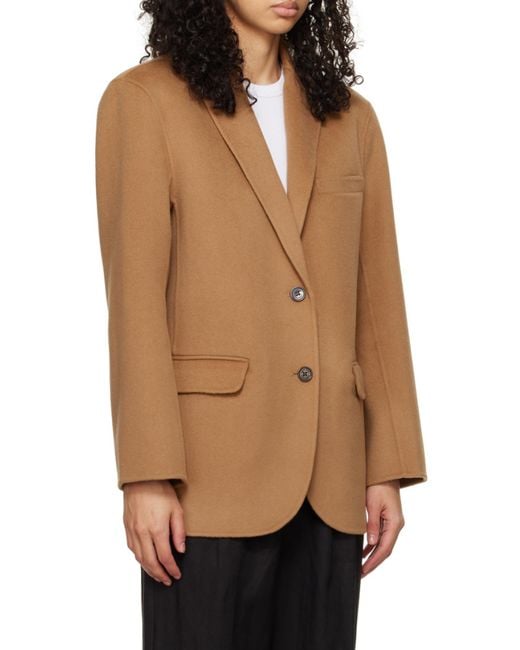 Anine Bing Natural Quinn Single Breasted Oversized Blazer
