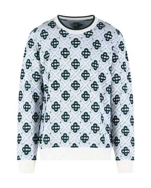 Casablanca Blue 'Monogram' Multi Wool Sweater for men