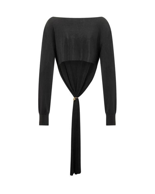 Philosophy Di Lorenzo Serafini Black Boat Neck Knitted Jumper