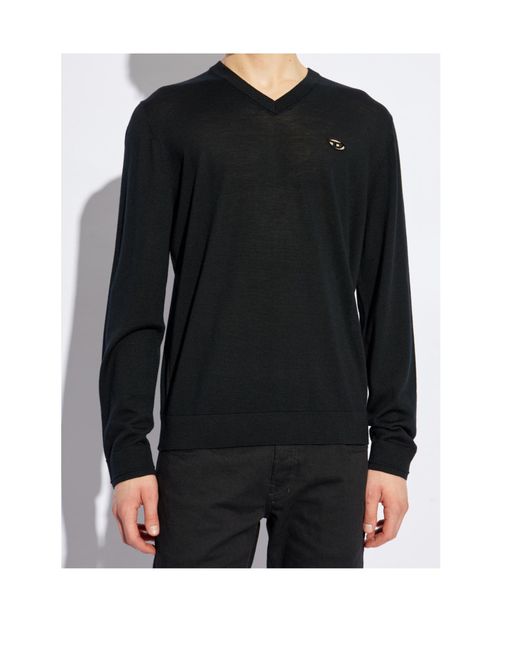 DIESEL Black K-Verim V-Neck Knitted Jumper for men