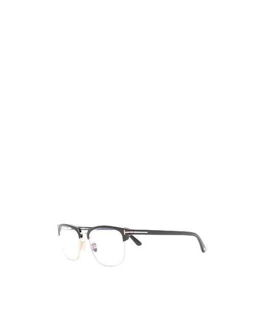 Tom Ford White Magnetic-Block Rectangular Glasses for men