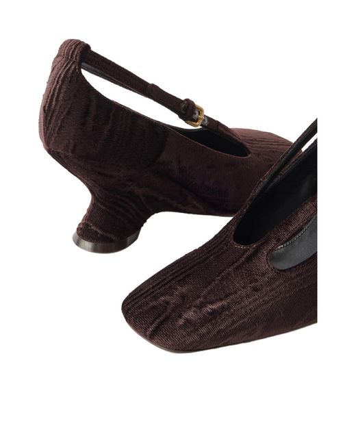 Dries Van Noten Brown Velvet Moiré Wedge Pumps