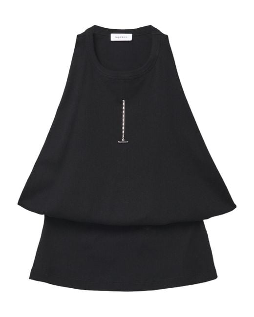 McQueen Black Top With Round Neckline