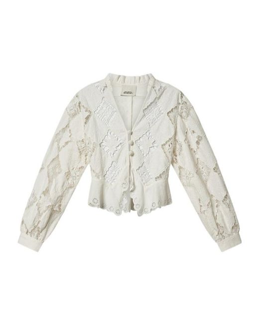 Isabel Marant White Nina Lace Peplum Blazer