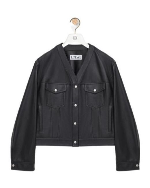 Loewe Black Long-Sleeved Leather Jacket
