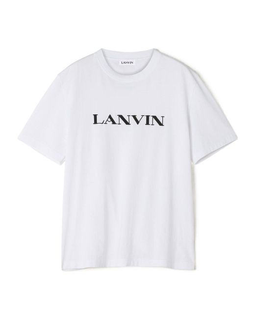 Lanvin White Logo-Embroidered Cotton T-Shirt for men
