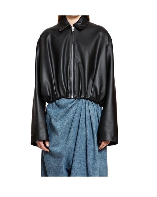 Loewe Black Draped Leather Jacket