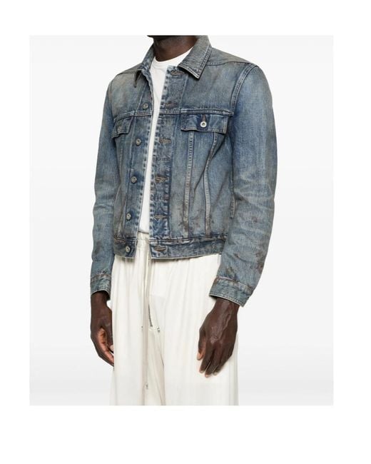 Rick Owens Blue Buttoned Jacket for men