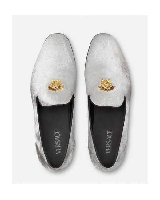 Versace White Medusa-Head Slip-On Loafers for men
