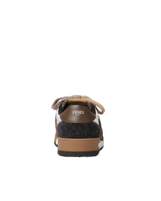 Fendi Brown Ff Logo Printed Low-Top Sneakers for men