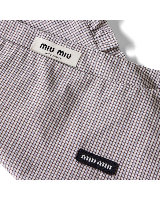 Miu Miu Gray Check Top Crop