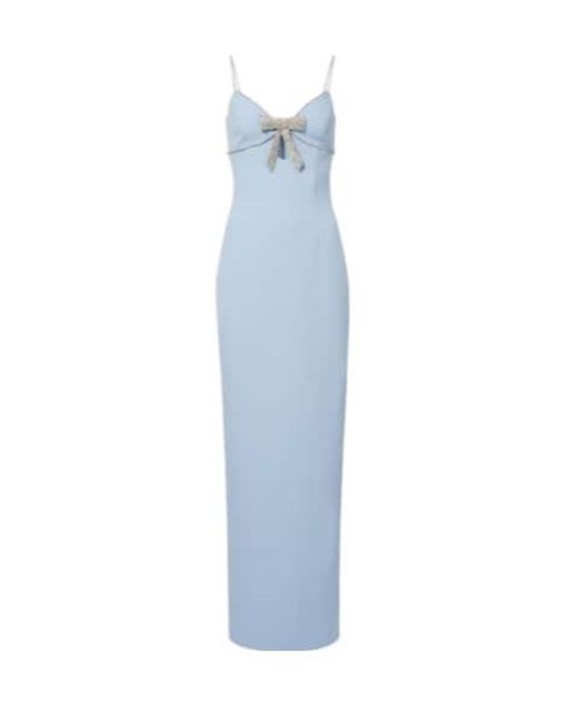 Rebecca Vallance Blue Bow-Detail Embellished Crêpe Gown