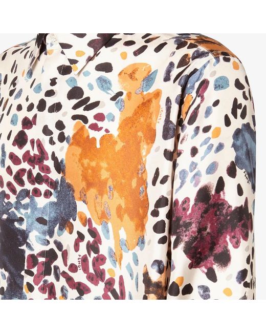 Fendi White Falena Printed Long Sleeved Shirt for men