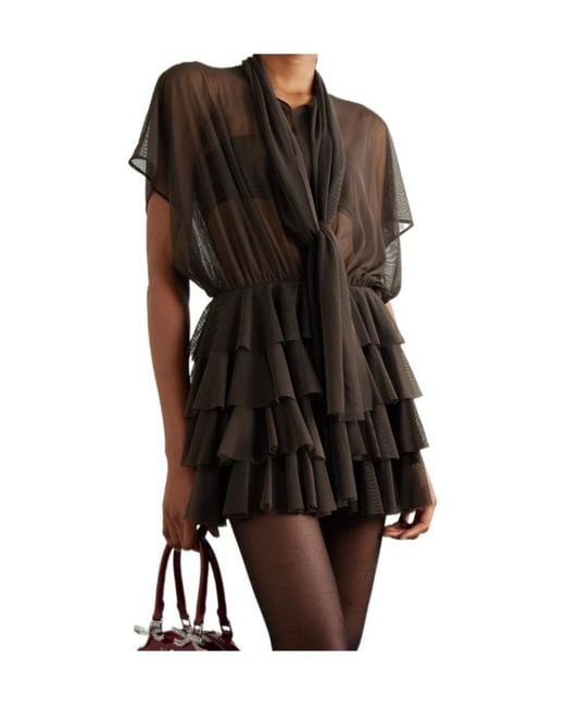 Norma Kamali Black Neck Tie Dress