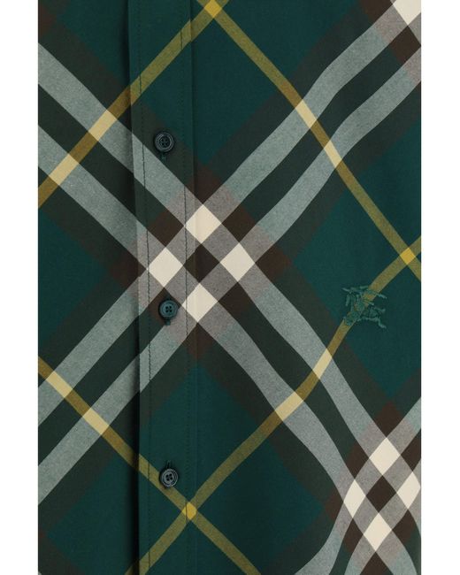 Burberry Green Checked Buttoned Shirt for men