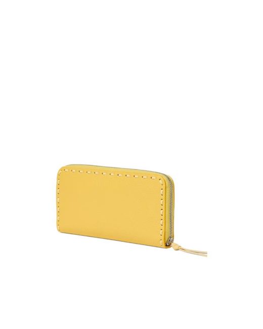 Fendi Yellow Selleria Zip Around Large Wallet