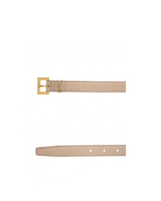 Saint Laurent White Cassandre Thin Belt