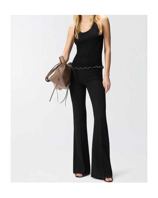 Pinko Black Ribbed Vest Top