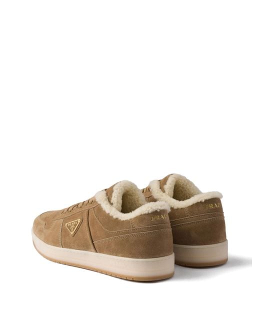 Prada Brown Downtown Suede Sneakers for men