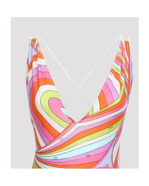 Emilio Pucci Red Pucci Printed Cross-Back Beachwear