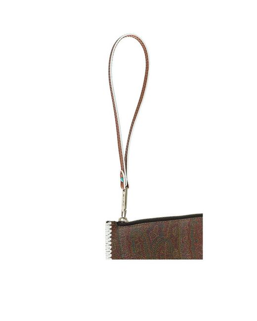 Etro Brown Paisley-Print Clutch Bag
