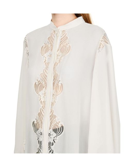 Chloé White High-Necked Long-Sleeved Shirt