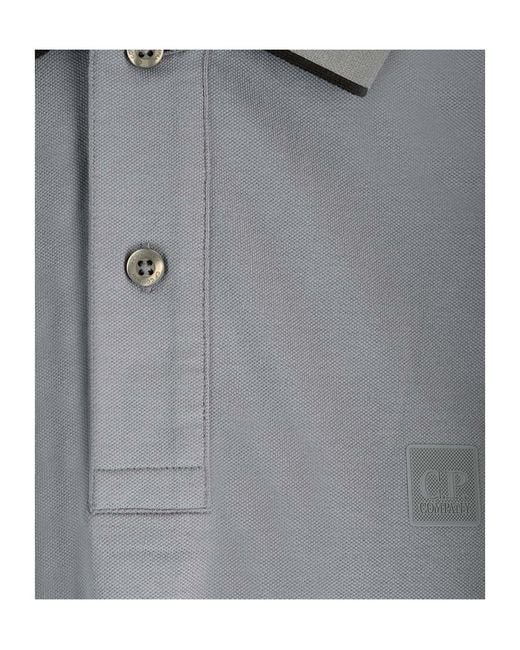 C P Company Gray Stretch Piquet Polo Shirt for men