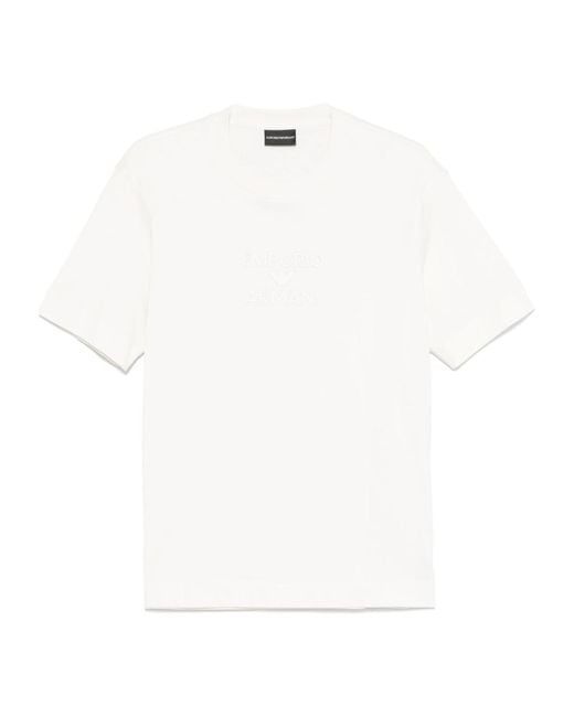 Emporio Armani White Rubberised-Logo T-Shirt for men