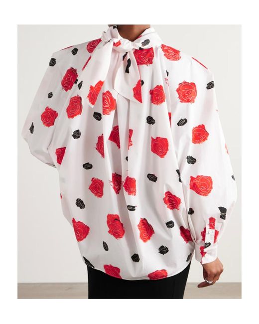 Marni Red Oversized Poplin Blouse
