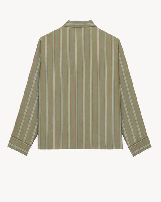 Saint Laurent Green Striped Button-Up Pajama Top for men