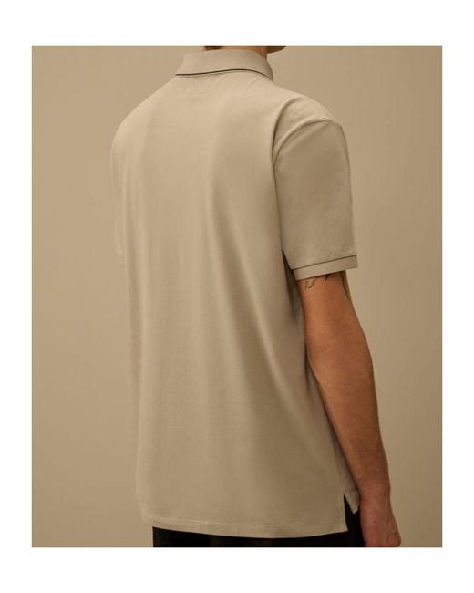 C P Company Natural Logo-Detail Short-Sleeve Cotton Polo Shirt for men