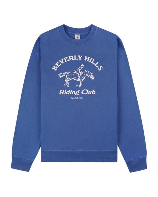 Sporty & Rich Blue Bh Riding Club Graphic Sweatshirt