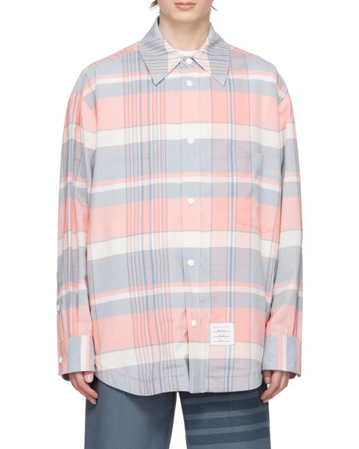 Thom Browne White Checked Long-Sleeved Shirt for men