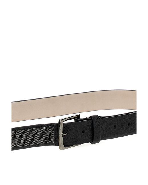 Brunello Cucinelli White Embellished Buckled Belt