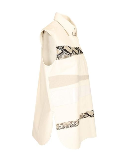 DURAZZI MILANO Natural Sleeveless Patterned Top