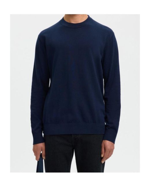SELECTED Blue Long-Sleeved Sweater for men