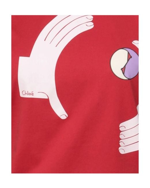 Chloé Red Printed Short Sleeve T-Shirt