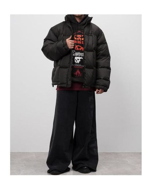 Vetements Black Logo Embroidered Zip-Up Padded Jacket for men