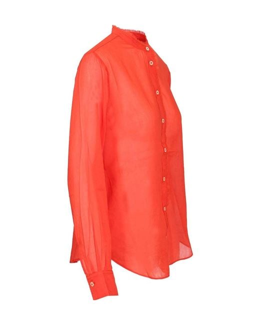 Forte_forte Red Serafino Lace-Trim Voile Shirt