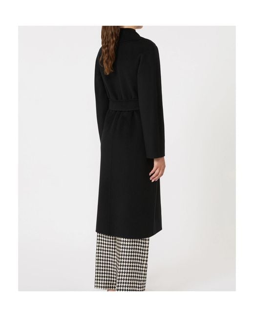 Max Mara Black Wool, Cashmere And Silk Long Wrap Coat