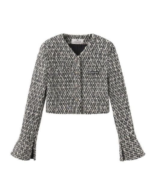 Marissa Chiara Gray V-Neck Casual Jacket